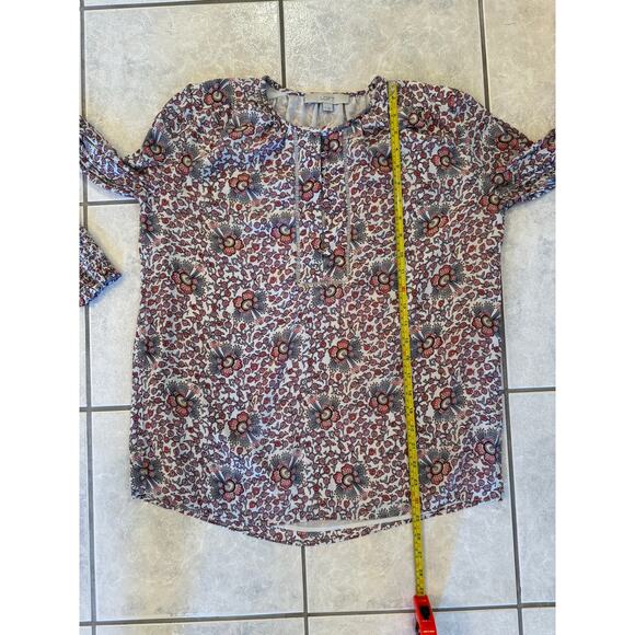 Loft Women's Pink Geometric Pattern Long Smock Cuffed Sleeve Lined Blouse Size S - Picture 6 of 6